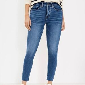 Loft curvy high waist skinny raw hem jeans size 29p